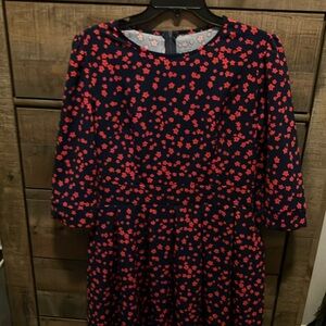 Floral fit and flare Red and Navy dress